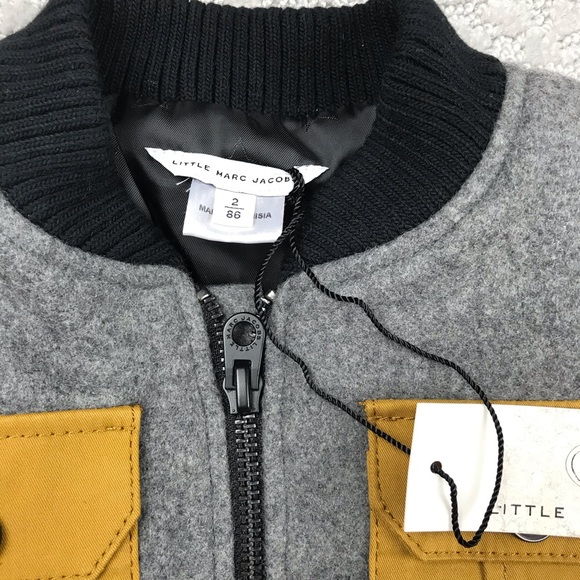 NWT Little Marc Jacobs Leather & Wool Teddy Bomber
